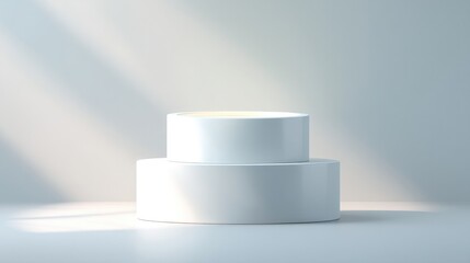 Poster - futuristic blank podium with minimalistic design casting subtle shadows on smooth surface