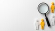 © BirD - Searching for Talent: Magnifying Glass Over Figures on White Background recruiting talent search job