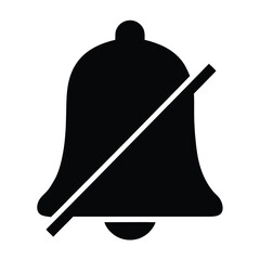 Poster - Muted Bell Icon Representing No Notifications or Silenced Sound, Black Silhouette