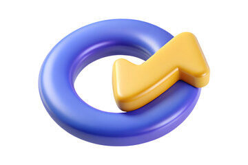 Poster - 3d circular arrow flow refresh cycle with blue ring and yellow arrow icon