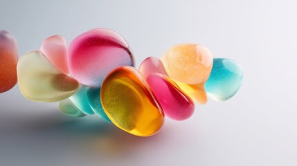 Poster - Captivating arrangement of translucent gemstone shapes with vibrant color gradients