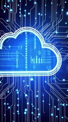 Poster - abstract representation of cloud computing with circuit lines and blue lights