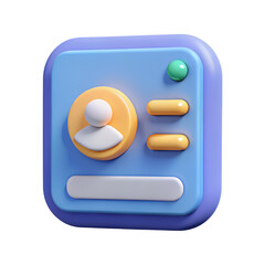 Poster - 3d render of a user profile interface with rounded elements on a background