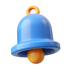Poster - 3d render of a classic notification bell with blue casing and orange accent