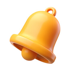Poster - Glossy orange notification bell 3d rendering on background alert symbol digital icon