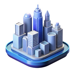 Poster - Isometric 3d cityscape illustration with blue tones on background architectural render