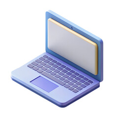 Poster - Isometric laptop computer mockup with blank screen digital device concept on background