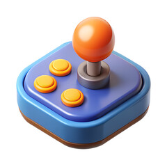 Poster - Retro gaming controller 3d render joystick with orange buttons and blue console design