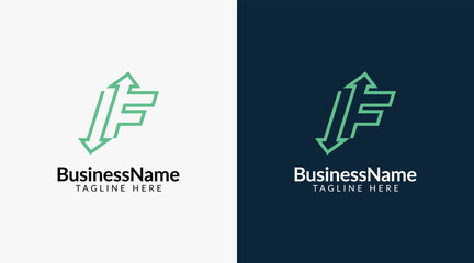 Aufkleber - Modern logo mark with letter f and arrow icon bar candlestick for trading, investment, finance, statistic, accounting or marketing business