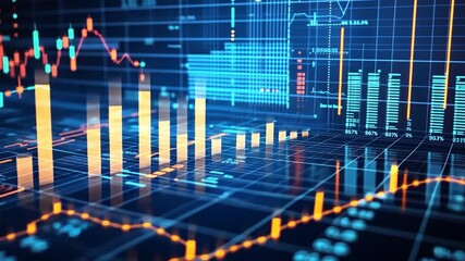 Poster - Digital financial data visualization with graphs and charts