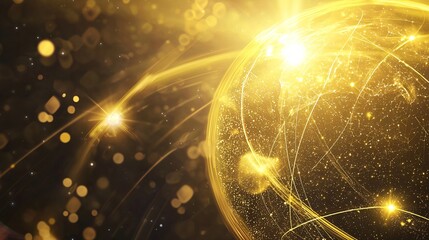 Poster - radiant sphere with a soft light shining in the background creating a captivating glow during golden