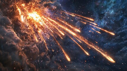 Poster - Futuristic space station capturing a dazzling shooting star against a mesmerizing cosmic background filled with celestial wonders