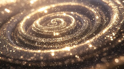 Poster - Intricate spiral design in the middle of a spiral depicting celestial energy fields and golden rings evoking mystery and cosmic depth