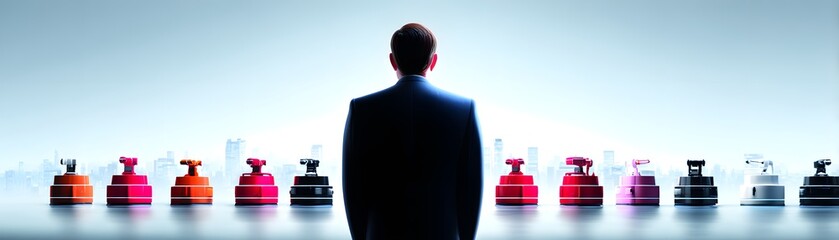 Poster - a logistics manager's silhouette is seen against a backdrop of robotic systems and digital data, sho