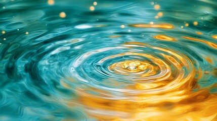 Poster - crystal clear water drop on a vivid yellow and blue background creating a stunning visual contrast a