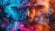 © Jeloart - Mystic Portrait of a Bearded Man in a Hat with vibrant colorful atmosphere