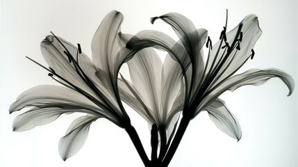 Poster - Monochrome floral structure of lily blossoms.
