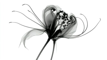 Poster - Detailed grayscale x-ray image of a flower.