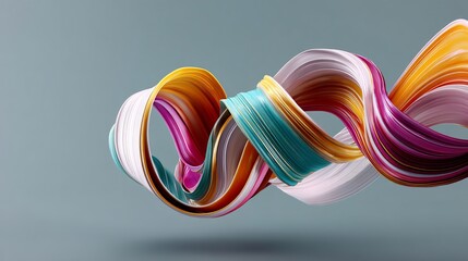 Poster - Abstract multicolored ribbon flow forming a fluid and dynamic composition