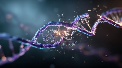 Poster - A visual representation of fragmented DNA strands.