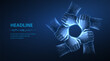 © Oleh - Digital teamwork hands. Together network, unity support, community connect.