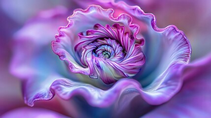 Poster - delicate pink flower surrounded by celestial energy fields and cosmic undulating spirals creating a 