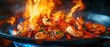 © Kerah - Sizzling Shrimp Cooking with Flames and Spices in Kitchen