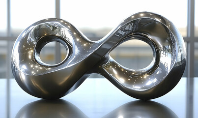 Poster - Abstract metallic infinity symbol sculpture