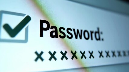 Close-up of a password entry screen displaying a secure login process with visual confirmation