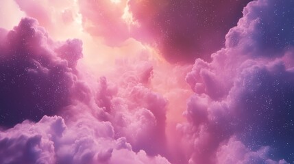 Poster - Enchanting purple sky filled with stars creating a celestial wonderland evoking a sense of awe and wonder in a cosmic atmospheric landscape