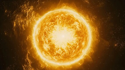 Poster - Bright sun in the sky casting warm illumination over the landscape with cosmic pulsating quasars creating a beautiful celestial scene