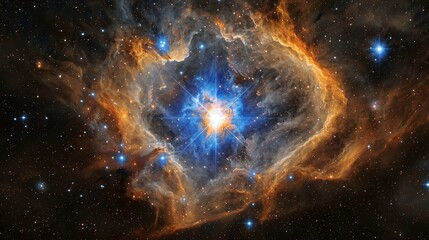Poster - A beautiful nebula floating in the expansive sky with vibrant colors and cosmic energy representing the birth of stars and celestial bodies