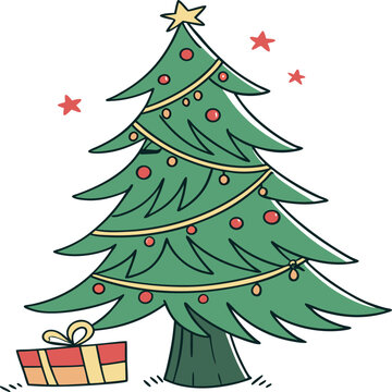 set of chrismas tree silhouette vector