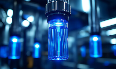 Poster - Blue light cylindrical technology illustration