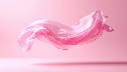 Poster - Flowing pink fabric in motion studio setting digital art soft background aesthetic viewpoint fluid concept for visual appeal