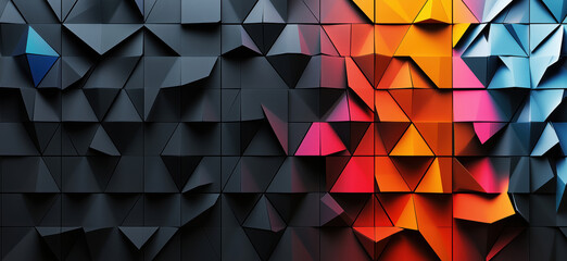 Poster - Abstract geometric pattern with vibrant colors and textured surfaces.