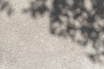 Fototapete - Leaves shadows. Leaves bokeh nature sunny summer cozy background with sunlight. Leaves and trees shadows on gray concrete stone surface. Gray summer background copy space. Concrete wall with sunlight