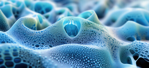 Poster - abstract blue textured surface resembling foam or bubbles with intricate patterns.