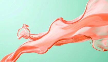 Poster - Dynamic coral liquid splash studio photography abstract close-up motion