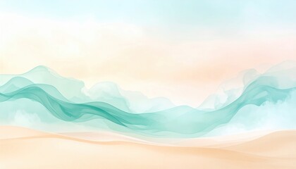 Poster - Serene abstract landscape art tranquil environment digital illustration soft pastel colors dreamy aesthetic