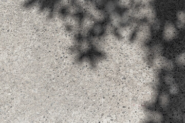 Fototapete - Leaves shadows. Leaves bokeh nature sunny summer cozy background with sunlight. Leaves and trees shadows on gray concrete stone surface. Gray summer background copy space. Concrete wall with sunlight