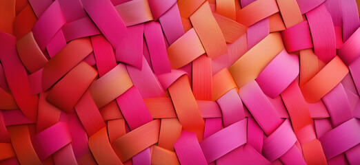 Poster - Colorful woven texture in shades of pink, orange, and red for design inspiration.