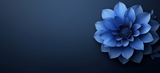 Poster - Blue flower design on dark background for elegant and modern aesthetics.