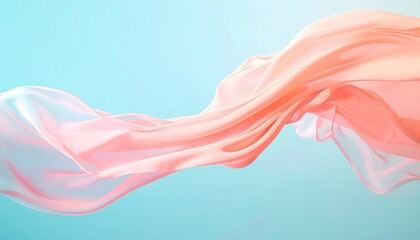 Poster - Flowing silk fabric dance studio abstract art soft color palette aerial view movement and grace