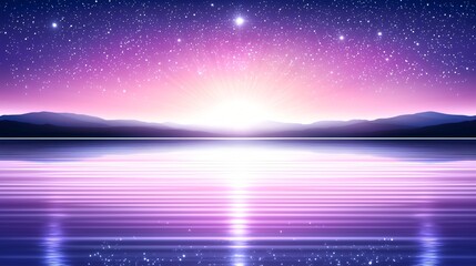Poster - Breathtaking sunset over a tranquil lake with reflections of colorful skies creating a serene and peaceful natural landscape