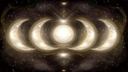 Poster - Majestic full moon surrounded by twinkling stars in a surreal and dreamlike night sky illuminated by flickering moonbeams and diffused glow