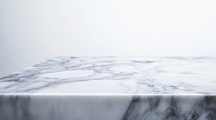 Poster - Close-up of a clean, white marble surface against a bright background, ideal for product display or showcasing.
