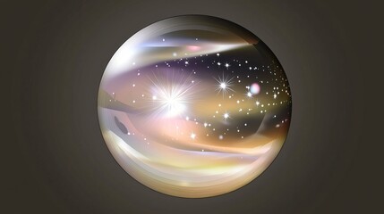 Poster - Unique sphere featuring a dazzling star at its center creating a striking visual with cosmic elements and celestial beauty in a captivating design