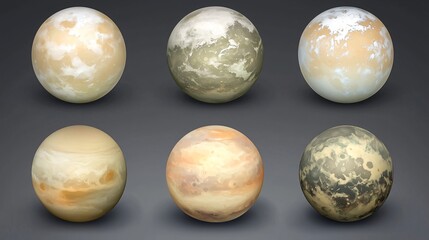 Poster - a diverse collection of various sized planets set in a cosmic scene of frozen exoplanets under high-