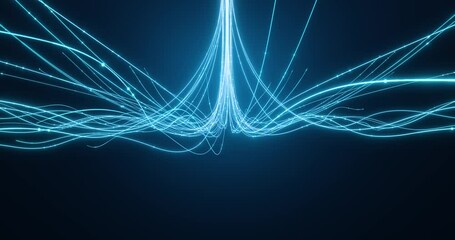 3d rendering glowing blue fiber optics spreading data flowing